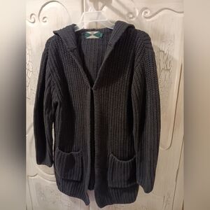 *Heavy Hooded Black Cardigan